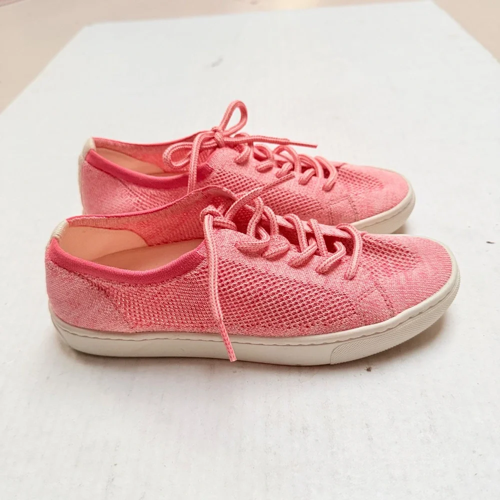 Soludos Ashore Mesh Sneakers Pink Coral Lace Up Low Top Shoes Womens 7